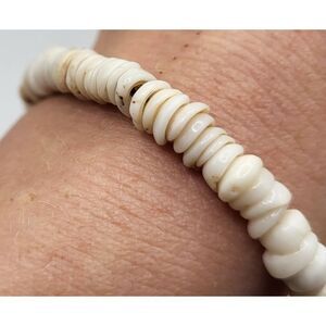 Vintage Puka Shell Bracelet Surfer Hawaiian Beach-Worn Cone 7IN